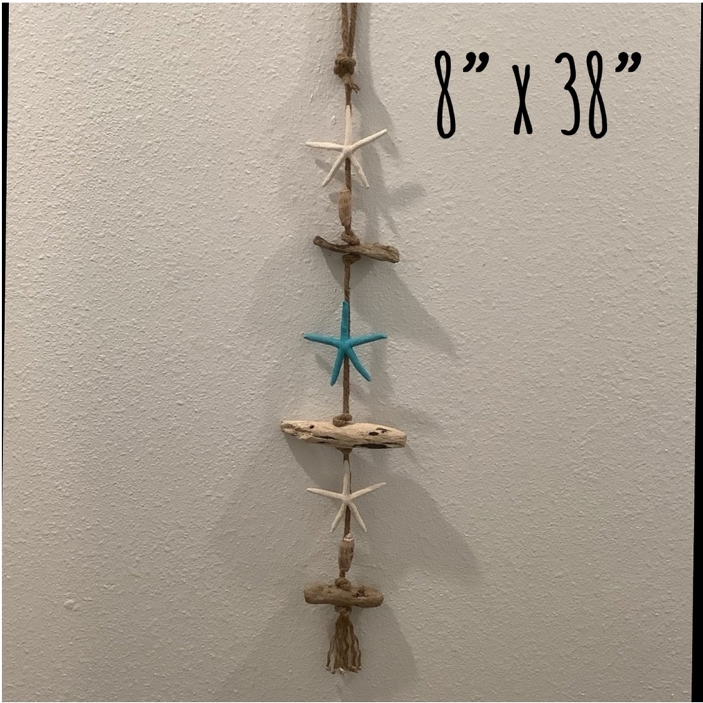 Driftwood Art, Driftwood, Starfish & Seashells Mobile , Starfish Wall Art